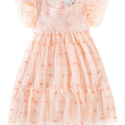 Kids Embroidered Tulle Dress In Pink With Hearts Stella McCartney