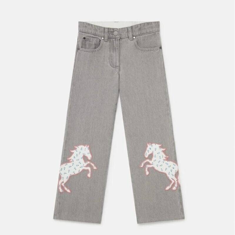 Kids Grey Horse Applique Denim Jean Stella Mc Cartney Kids Grey Horse Applique Denim Jean Stella Mc Cartney