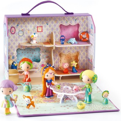 CHILDREN'S WOODEN TINYLY DOLLHOUSE IN A CARAVAN SUITCASE DJECO CHILDREN'S WOODEN TINYLY DOLLHOUSE IN A CARAVAN SUITCASE DJECO