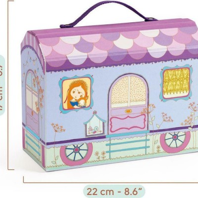 CHILDREN'S WOODEN TINYLY DOLLHOUSE IN A CARAVAN SUITCASE DJECO CHILDREN'S WOODEN TINYLY DOLLHOUSE IN A CARAVAN SUITCASE DJECO