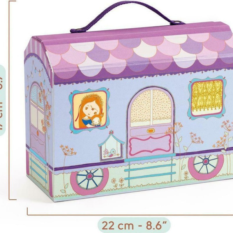 CHILDREN'S WOODEN TINYLY DOLLHOUSE IN A CARAVAN SUITCASE DJECO CHILDREN'S WOODEN TINYLY DOLLHOUSE IN A CARAVAN SUITCASE DJECO