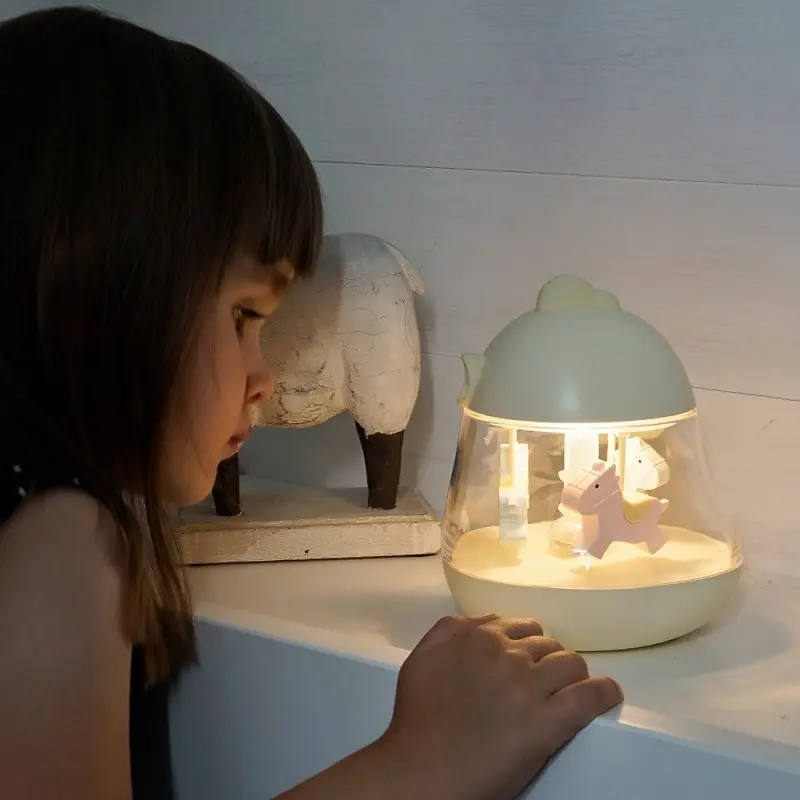 Lamp with a music light blue carousel Lamp with a music light blue carousel