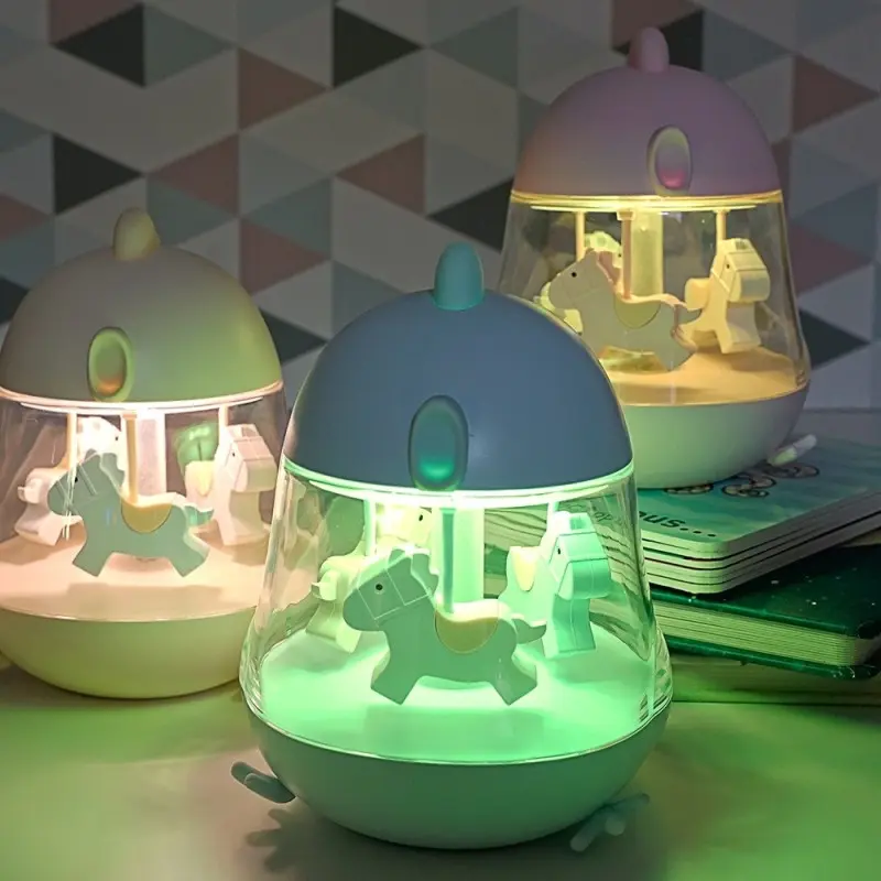 Lamp with a music light blue carousel Lamp with a music light blue carousel