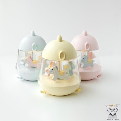 Rabbit & Friends Περιστρεφόμενο Φωτιστικό Μουσικό Ροζ Καρουζέλ