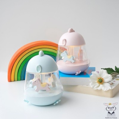 Rabbit & Friends Περιστρεφόμενο Φωτιστικό Μουσικό Ροζ Καρουζέλ