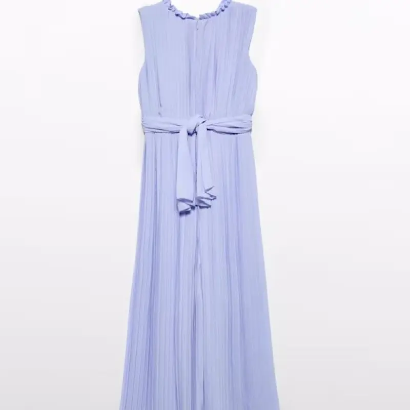 Pleated Crepe Dungarees Lilac With Flowers Pleated Crepe Dungarees Lilac With Flowers