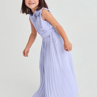 Abel & Lula Pleated Crepe Dungarees Lilac With Flowers Abel & Lula Pleated Crepe Dungarees Lilac With Flowers