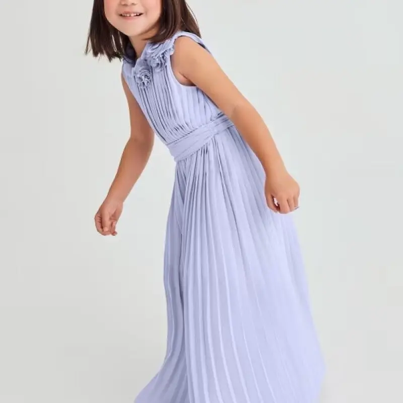 Pleated Crepe Dungarees Lilac With Flowers Pleated Crepe Dungarees Lilac With Flowers