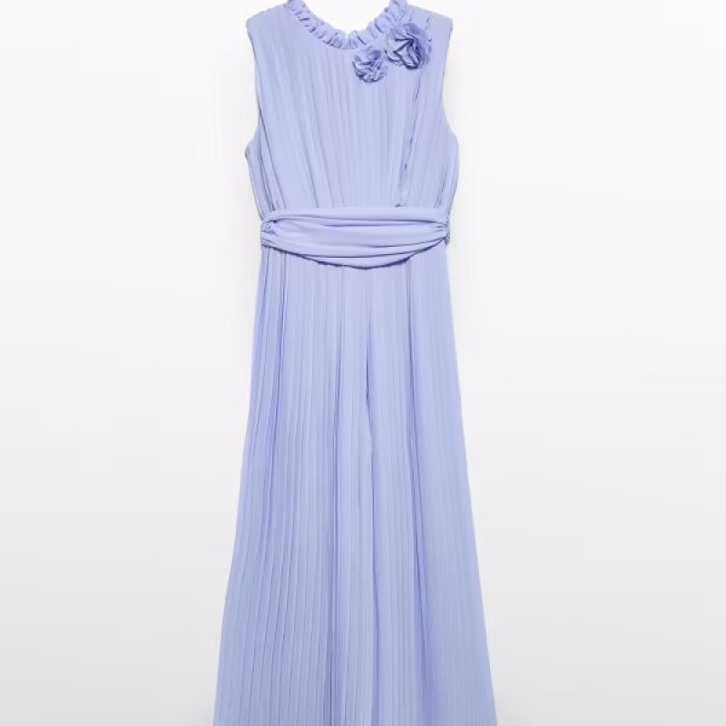 Abel & Lula Pleated Crepe Dungarees Lilac With Flowers Abel & Lula Pleated Crepe Dungarees Lilac With Flowers