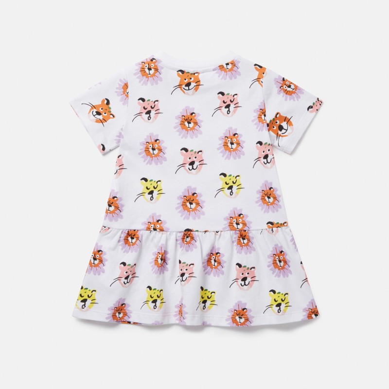 Stella Mc Cartney Cheetah Face Print Dress White Stella Mc Cartney Cheetah Face Print Dress White