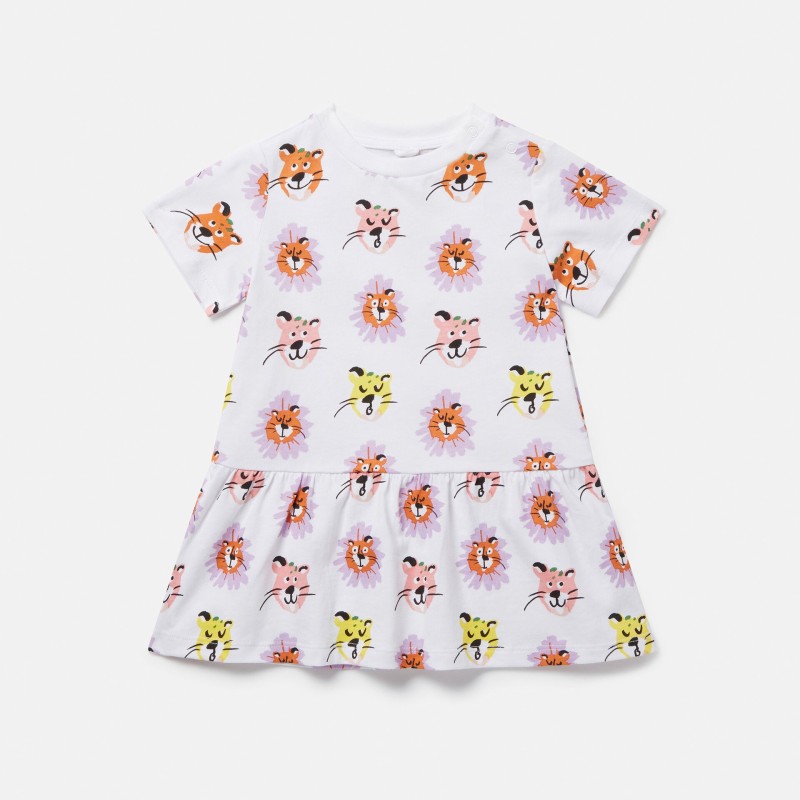 Stella Mc Cartney Cheetah Face Print Dress White Stella Mc Cartney Cheetah Face Print Dress White
