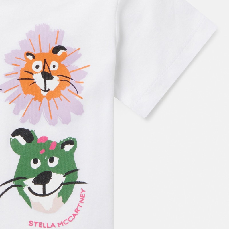 Stella McCartney Baby Girls’ Short Sleeve T-Shirt with Colourful Lions Stella McCartney Baby Girls’ Short Sleeve T-Shirt with Colourful Lions