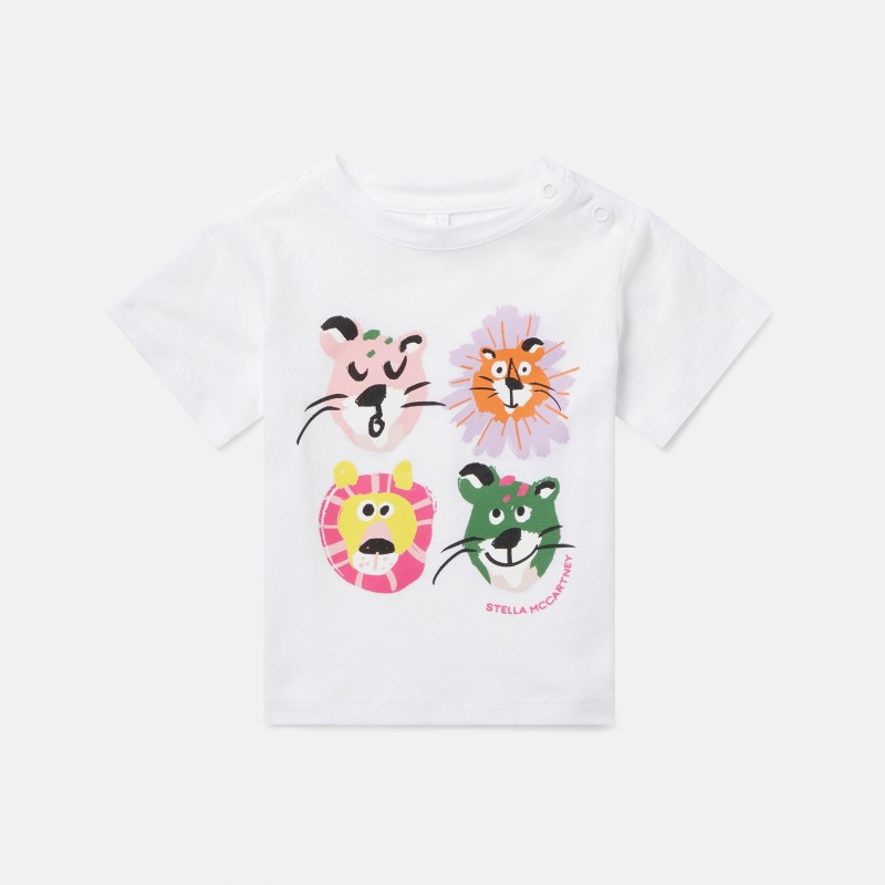 Stella McCartney Baby Girls’ Short Sleeve T-Shirt with Colourful Lions Stella McCartney Baby Girls’ Short Sleeve T-Shirt with Colourful Lions