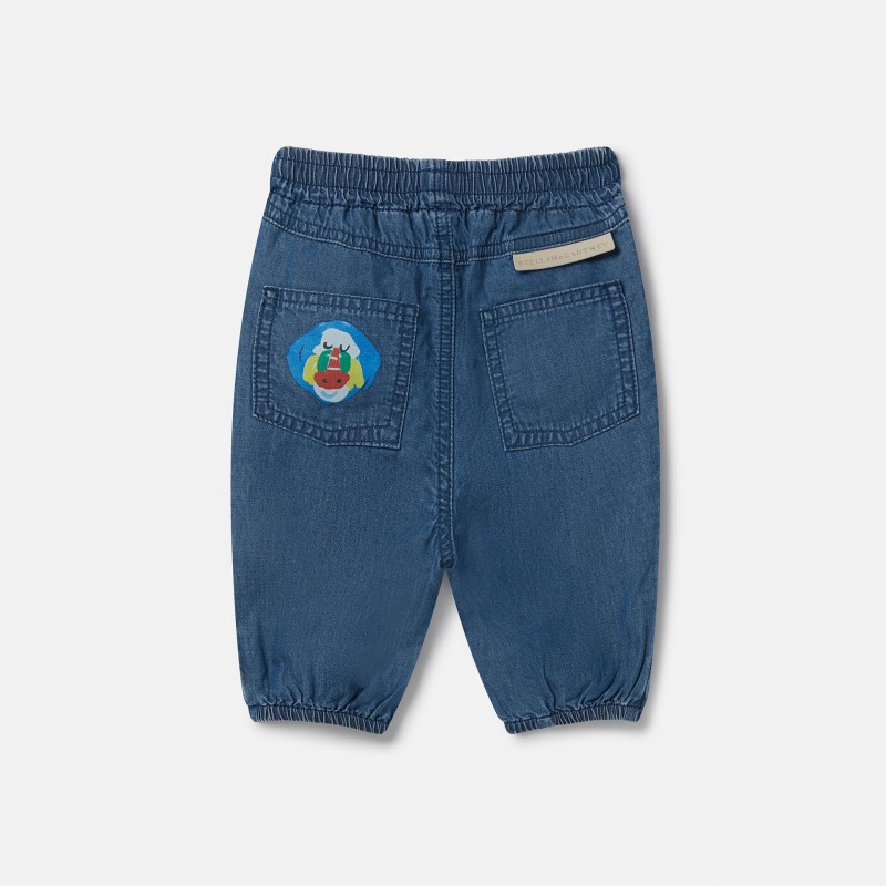 Stella McCartney Baby Chambray Jeans with Monkey Patch Knees Stella McCartney Baby Chambray Jeans with Monkey Patch Knees