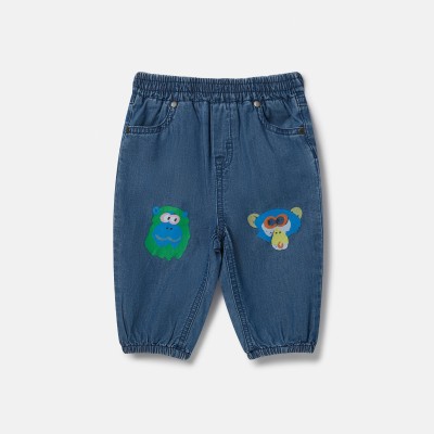 Stella McCartney Baby Chambray Jeans with Monkey Patch Knees Stella McCartney Baby Chambray Jeans with Monkey Patch Knees