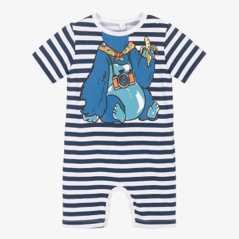 Stella McCartney Βρεφικό Ριγέ Καλοκαιρινό Φορμάκι με Μαϊμού