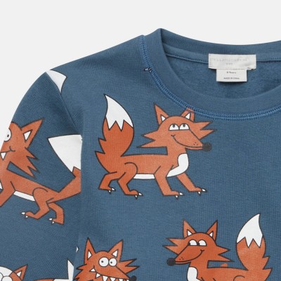 Stella Mc Cartney Kids Fox Print Cotton Fleece Sweatshirt