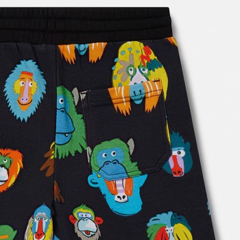 Stella McCartney Kids Παιδικό Μαύρο Σορτς με Πολύχρωμες Μαϊμούδες