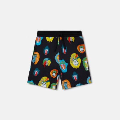 Stella McCartney Kids Black Shorts with Colorful Monkeys Print Stella McCartney Kids Black Shorts with Colorful Monkeys Print