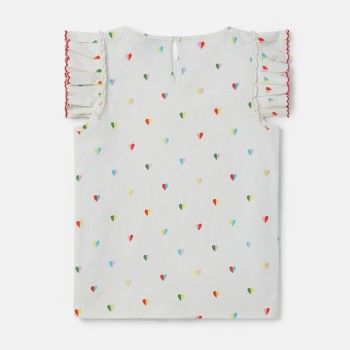 Stella McCartney Βρεφικό Λευκό Μπλουζάκι με Πολύχρωμες Καρδιές