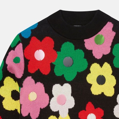 Stella Mc Cartney Kids Sequin Flower Knit Intarsia Jumper