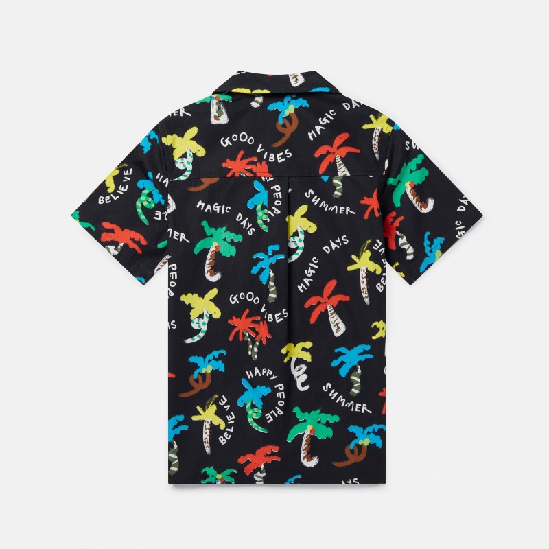 Stella McCartney Boys' Black Summer Shirt with Multicoloured Palm Trees Stella McCartney Boys' Black Summer Shirt with Multicoloured Palm Trees