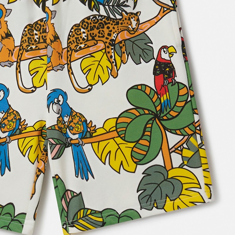 Stella McCartney Kids White Jungle Bermuda Shorts Stella McCartney Kids White Jungle Bermuda Shorts