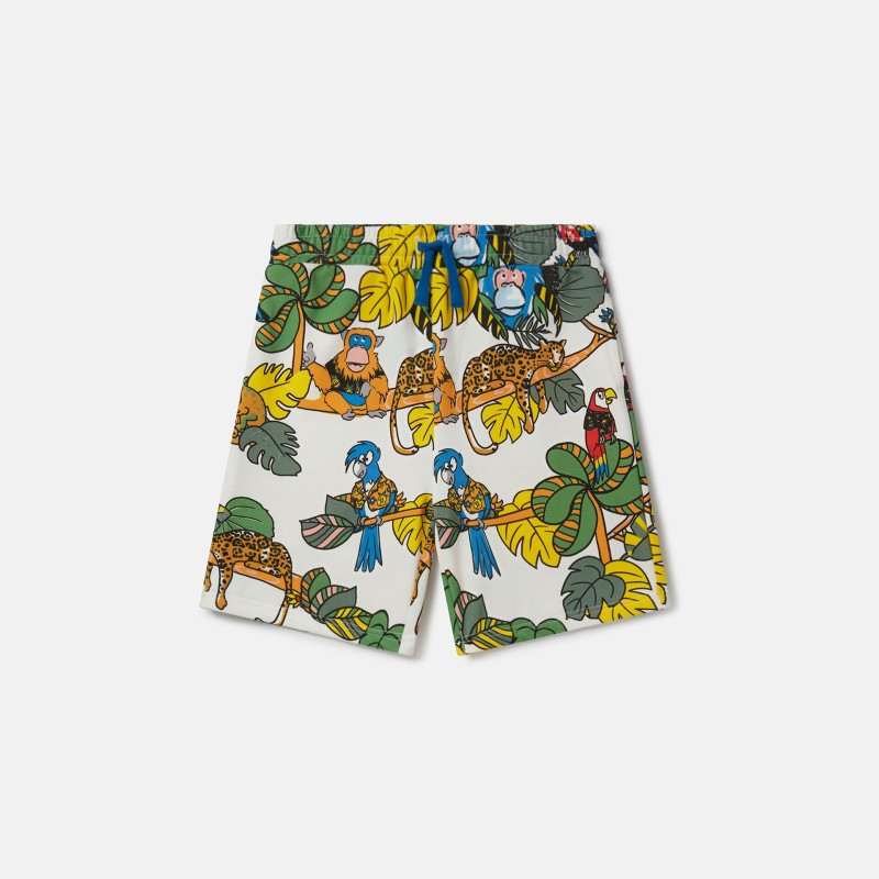 Stella McCartney Kids White Jungle Bermuda Shorts Stella McCartney Kids White Jungle Bermuda Shorts