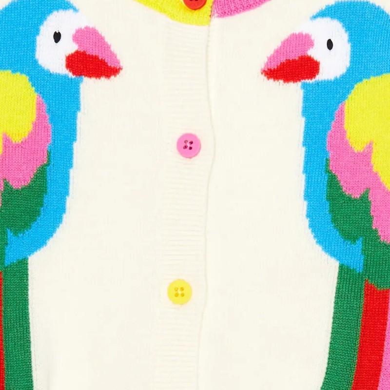 Stella Mc Cartney Baby Ivory Cardigan With Parrots Stella Mc Cartney Baby Ivory Cardigan With Parrots