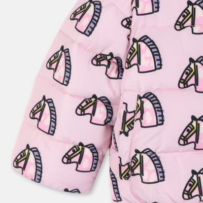 Stella McCartney Pink Baby Puffer Jacket with Horses