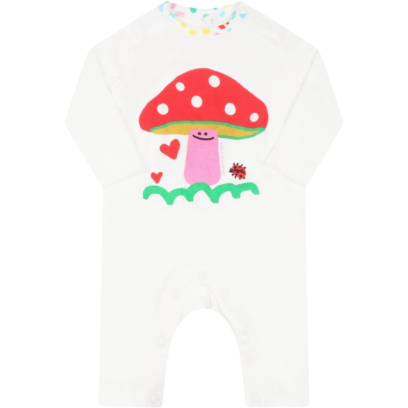 Stella McCartney White set for baby girl with mushrooms Stella McCartney White set for baby girl with mushrooms