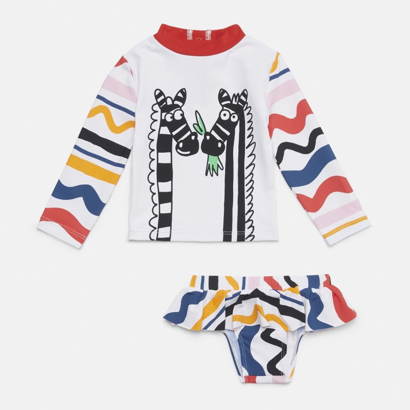 Stella McCartney Βρεφικό Σετ Μαγιού με Ζέβρες Stella McCartney Βρεφικό Σετ Μαγιού με Ζέβρες