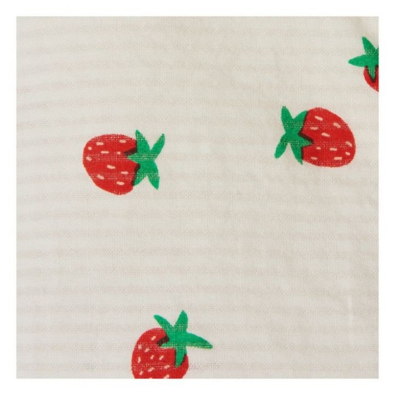 Stella McCartney Baby Girl Summer Hat with Strawberry Print and Frill Trim White Stella McCartney Baby Girl Summer Hat with Strawberry Print and Frill Trim White
