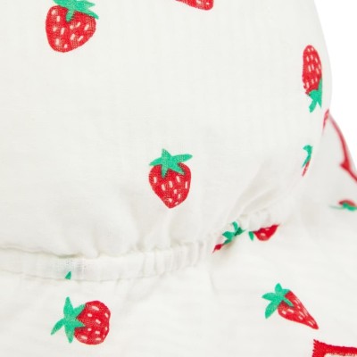 Stella McCartney Baby Girl Summer Hat with Strawberry Print and Frill Trim White Stella McCartney Baby Girl Summer Hat with Strawberry Print and Frill Trim White