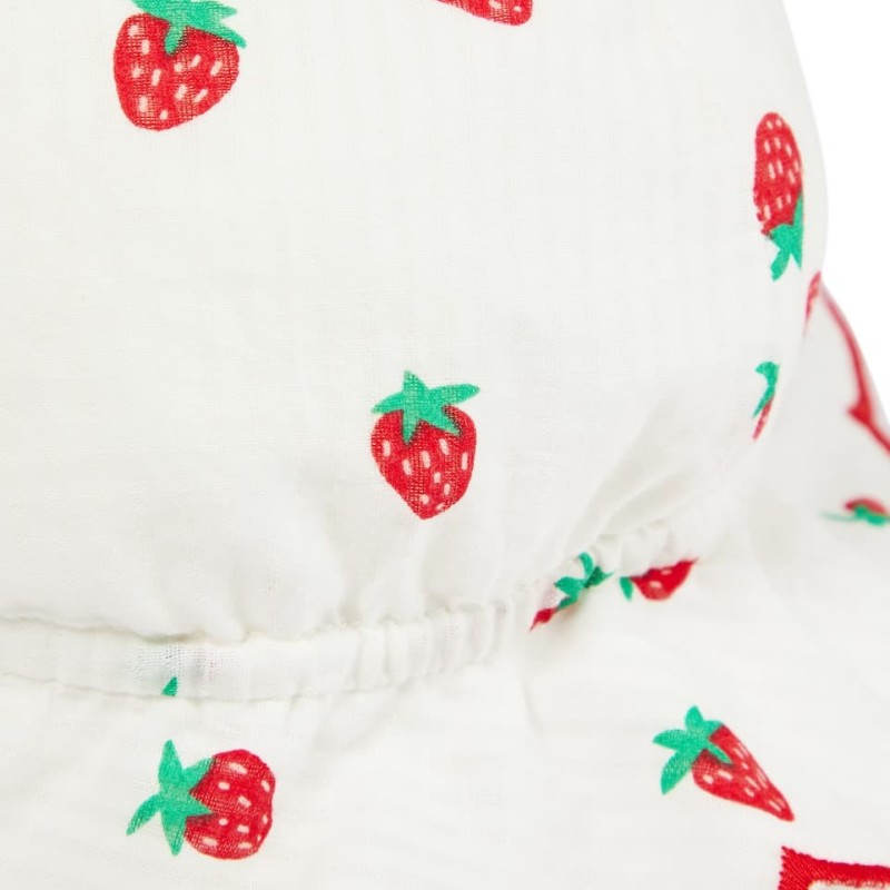 Stella McCartney Baby Girl Summer Hat with Strawberry Print and Frill Trim White Stella McCartney Baby Girl Summer Hat with Strawberry Print and Frill Trim White