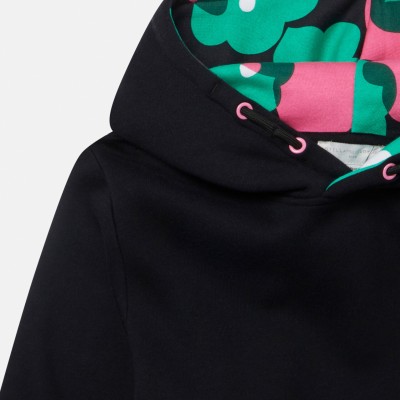 Stella McCartney Girls Floral Print Active Fleece Hoodie Black
