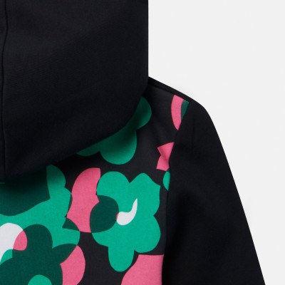 Stella McCartney Girls Floral Print Active Fleece Hoodie Black