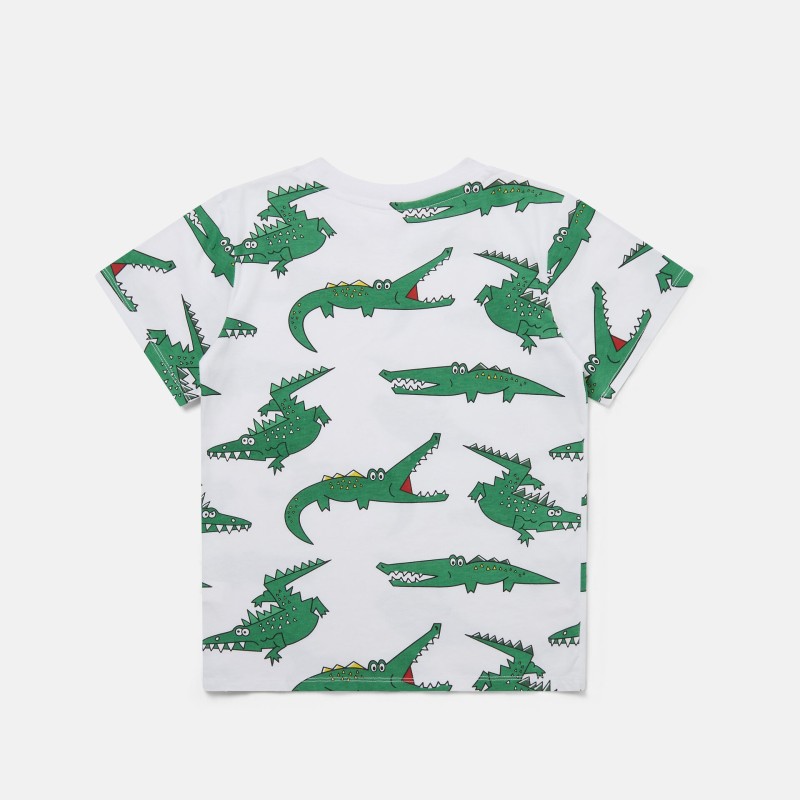 Stella McCartney Kids White T-Shirt with Green Crocodiles Stella McCartney Kids White T-Shirt with Green Crocodiles