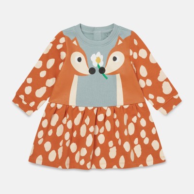 Stella McCartney girls 2 Deer Print Cotton Fleece Dress