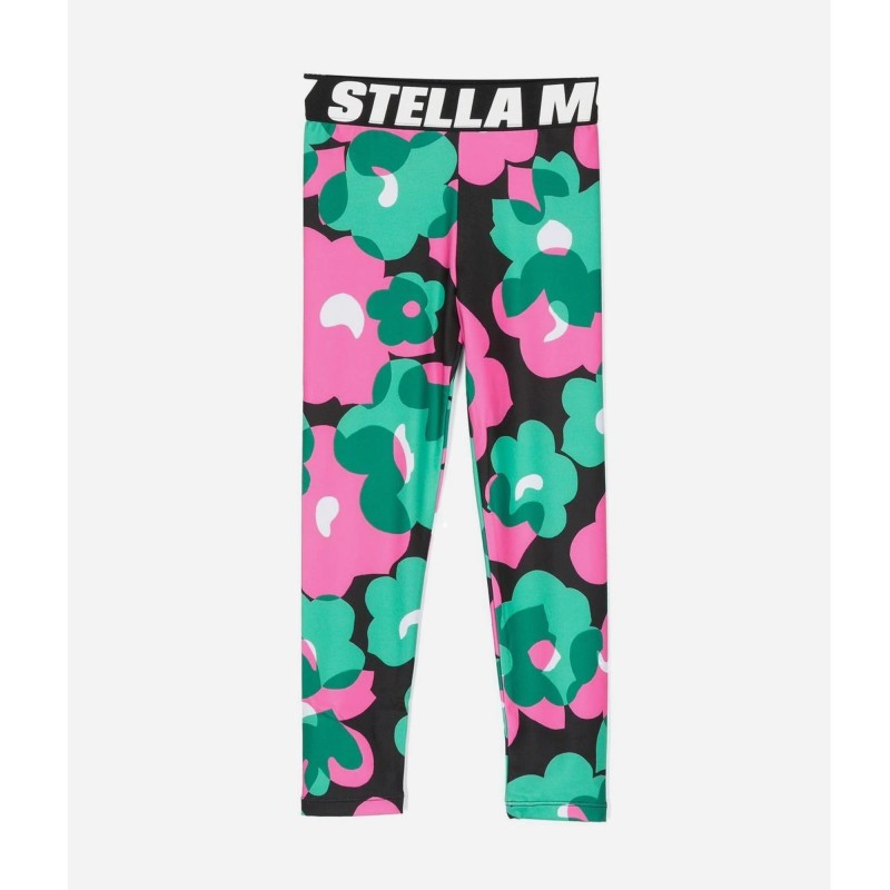 Stella McCartney Παιδικό Μαύρο αθλητικό κολάν με λουλούδια Stella McCartney Παιδικό Μαύρο αθλητικό κολάν με λουλούδια