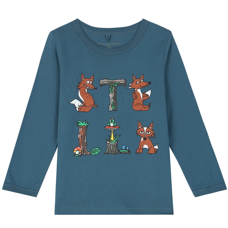 Stella MacCartney Boys Blue Fox Long Sleeve Top