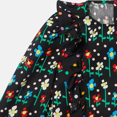 Stella McCartney Παιδική Μπλούζα Μαύρη με Βολάν και Πολύχρωμες Μαργαρίτες Stella McCartney Παιδική Μπλούζα Μαύρη με Βολάν και Πολύχρωμες Μαργαρίτες