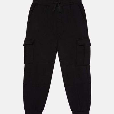 Stella McCartney Black Kids Cotton Cargo Joggers with Side pockets