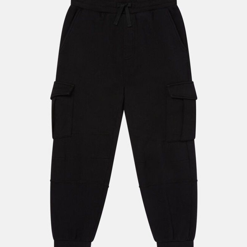 Stella McCartney Black Kids Cotton Cargo Joggers with Side pockets