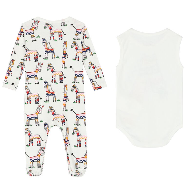 Stella Mc Cartney Baby Doodle Zebra Cotton Body Set Stella Mc Cartney Baby Doodle Zebra Cotton Body Set