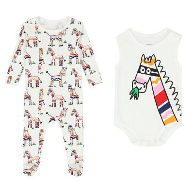 Stella Mc Cartney Baby Doodle Zebra Cotton Body Set