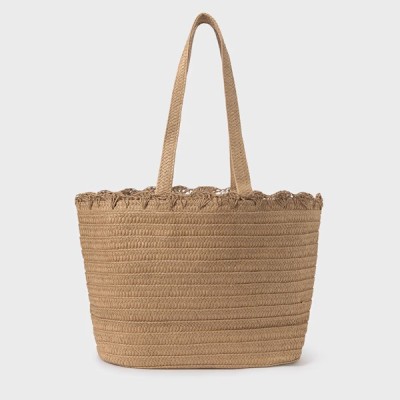 Mayoral Beach Straw Bag With Flowers
