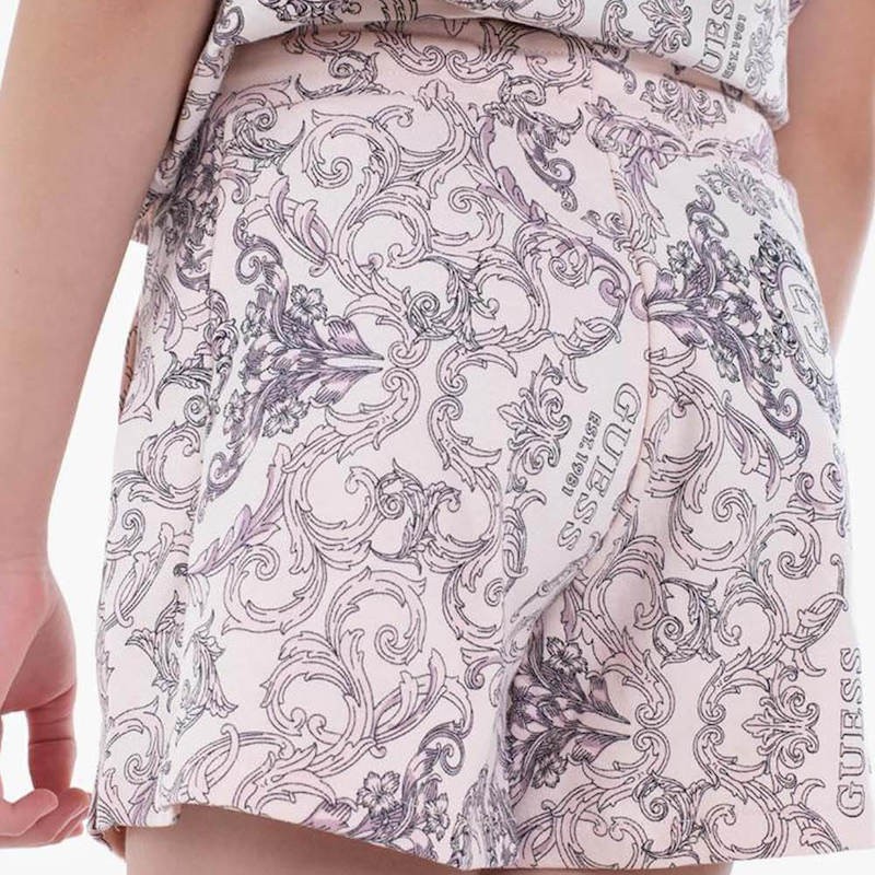 GUESS Παιδικό Υφασμάτινο Σορτς / Βερμούδα Ροζ με Κορδόνι