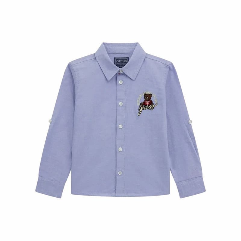 Guess Παιδικό Πουκάμισο Oxford Γαλάζιο με Κεντητό Λογότυπο και Αρκουδάκι Guess Παιδικό Πουκάμισο Oxford Γαλάζιο με Κεντητό Λογότυπο και Αρκουδάκι