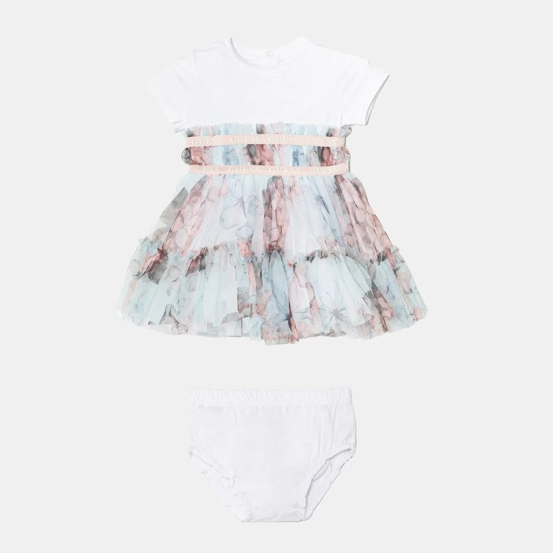 Guess Βρεφικό Φόρεμα Floral Τούλινο Λευκό – Σετ με Βρακάκι Guess Βρεφικό Φόρεμα Floral Τούλινο Λευκό – Σετ με Βρακάκι